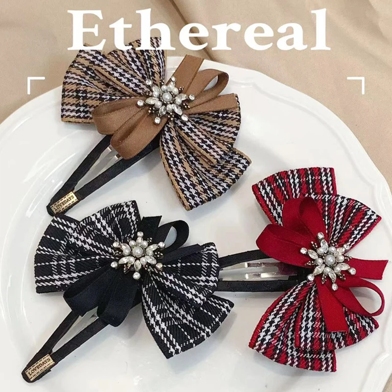 

Hairpin Black And White Plaid Bow Girl Hair Clip BB Clip Fashion Fabric Accessories Bangs Clip Side Clip Hair Accessories
