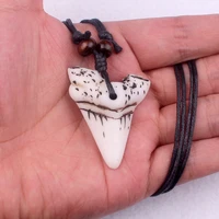 vintage hawaii surfer jewelry handmade imitation shark teeth pendant new zealand maori tribal bone choker women mens necklace