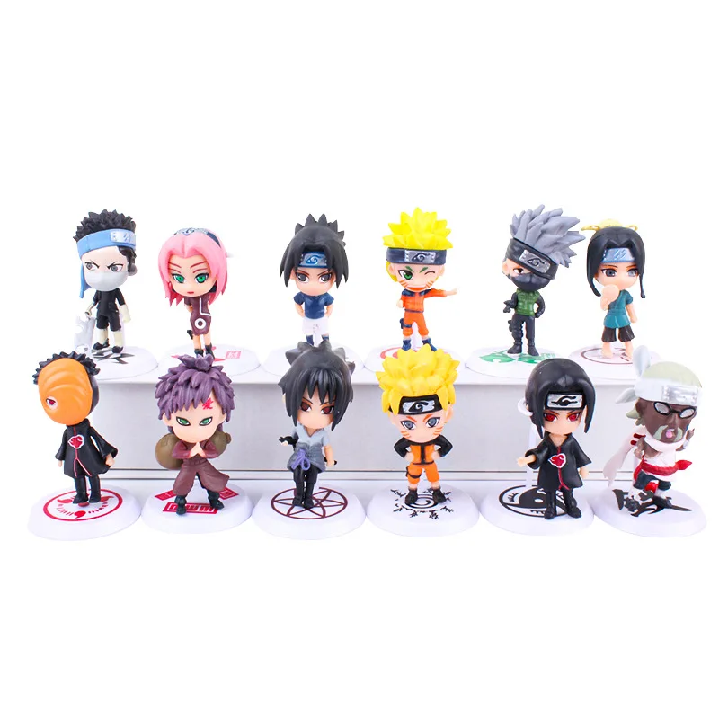 

Hot 12pcs/set Anime Naruto Shippuden Hinata Sasuke Itachi Kakashi Gaara anime figure Q Version PVC Figures Toys Dolls Kid Gift