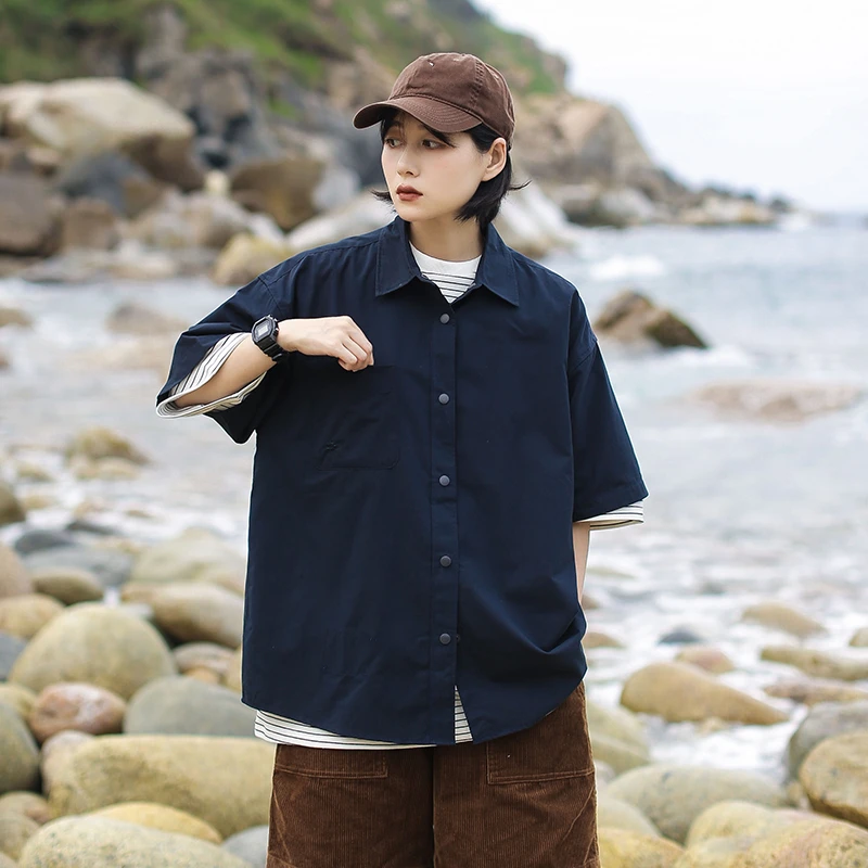 Японская модная Ретро рубашка-карго Ciboy с коротким рукавом мужская и женская