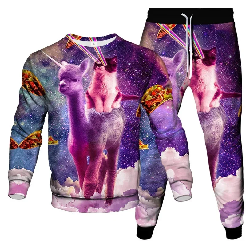 Костюм спортивный мужской из 2 предметов свитшот с принтом единорога лошади