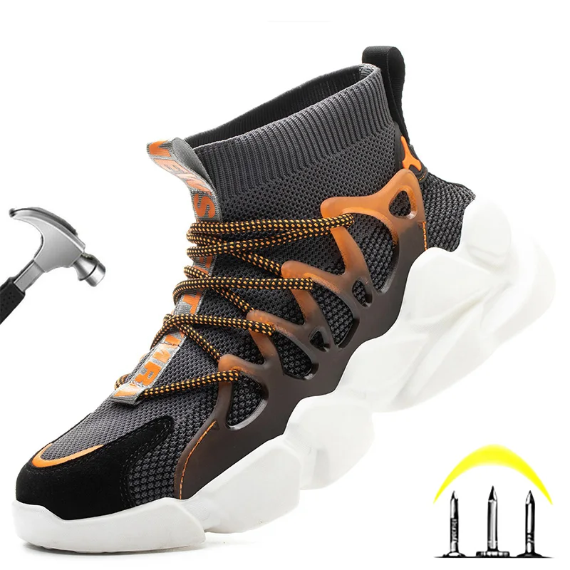 

CNHMR Breathable Work Safety Shoes With Steel Toe Cap Outdoor Sports Boots Sneakers Security Construction Platform Boots