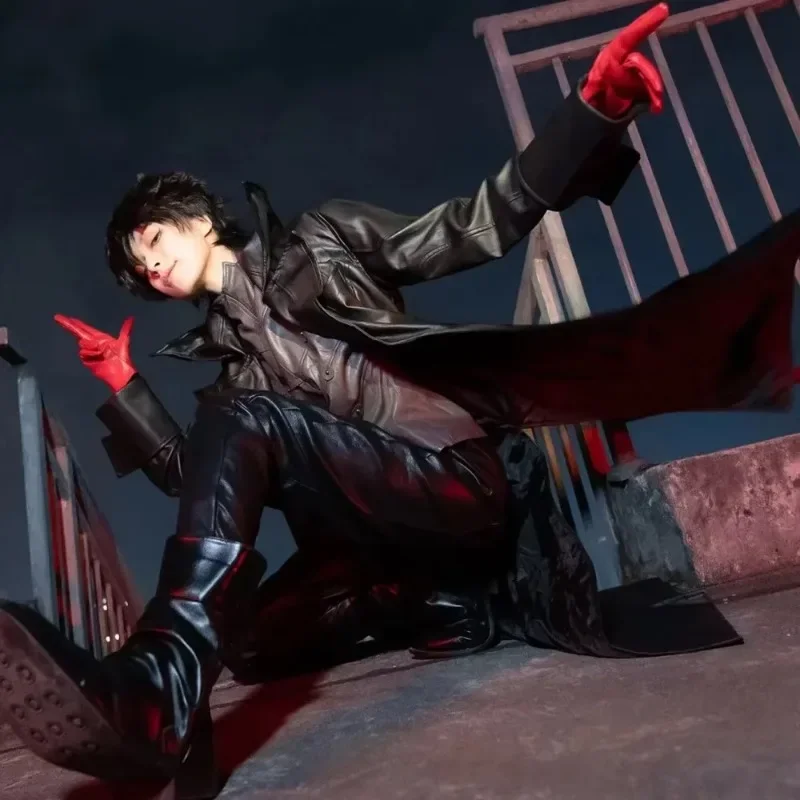 Костюм для косплея Game Persona Joker Ren Amamiya кожаная куртка брюки перчатки полный