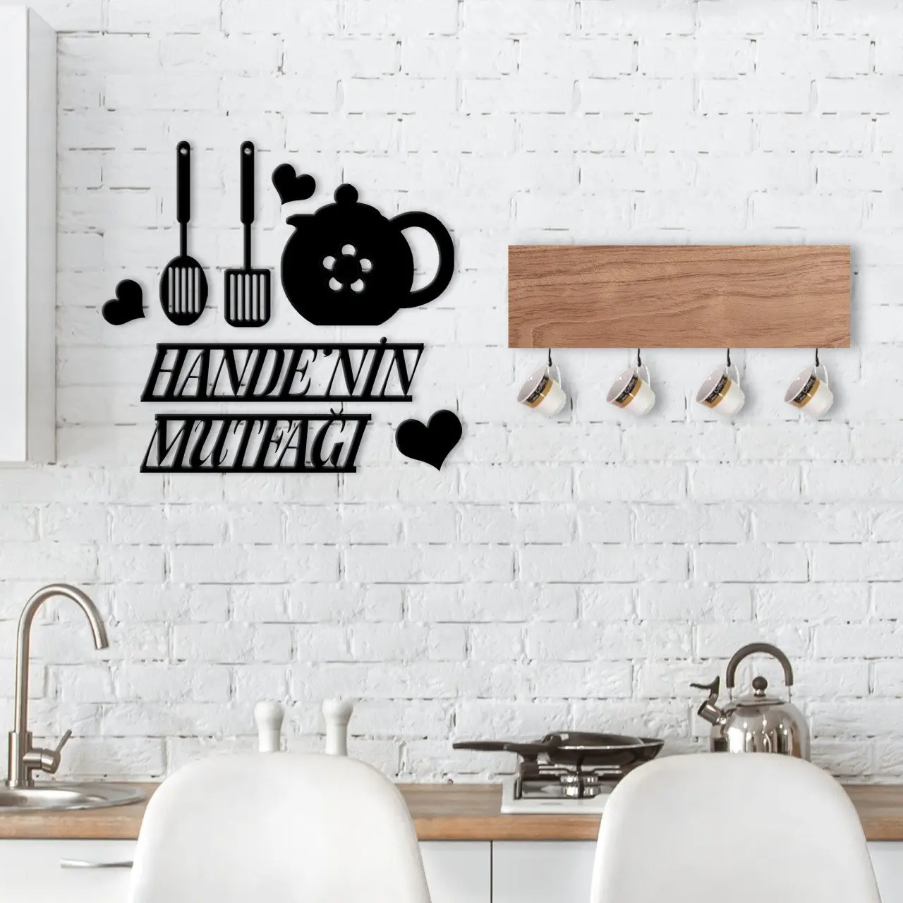 

Настенная декоративная вешалка для чашек BK Home из натурального дерева