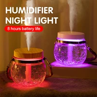 creative ice flower glass air humidifier silent aromatherapy machine night light mini gift home humidifier usb fping