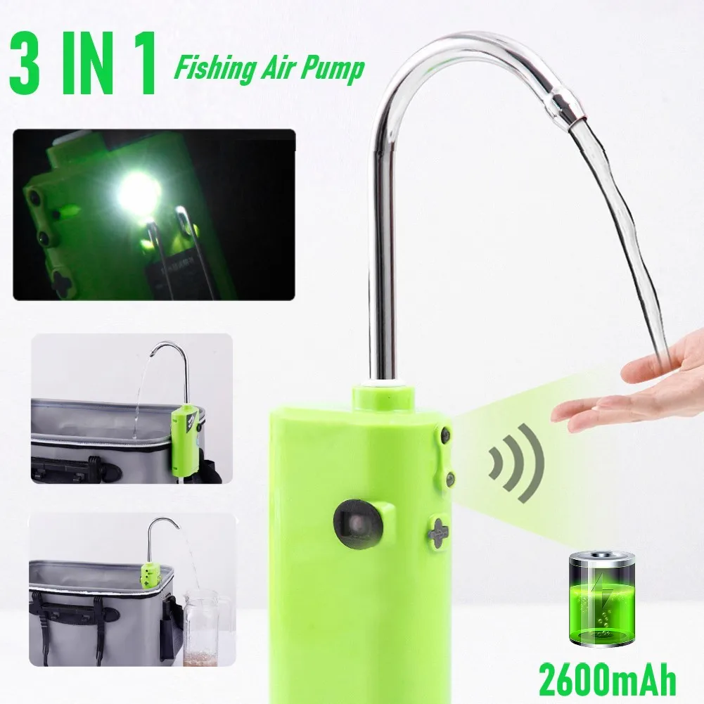 

Новинка 2023, уличный воздушный насос с оксигенацией для рыбалки, USB Интеллектуальный датчик, водяной кислородный насос, портативный умный индукционный светодиодный светильник 6 л/мин