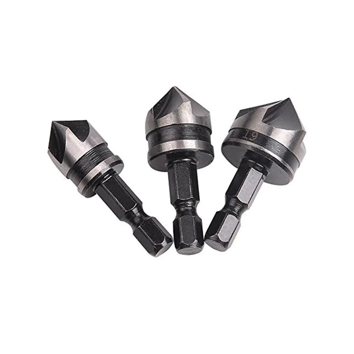 

3 Piece 1/4Inch Hex 12/16/19mm Countersink Bore Set for Wood Metal Quick Change Bit