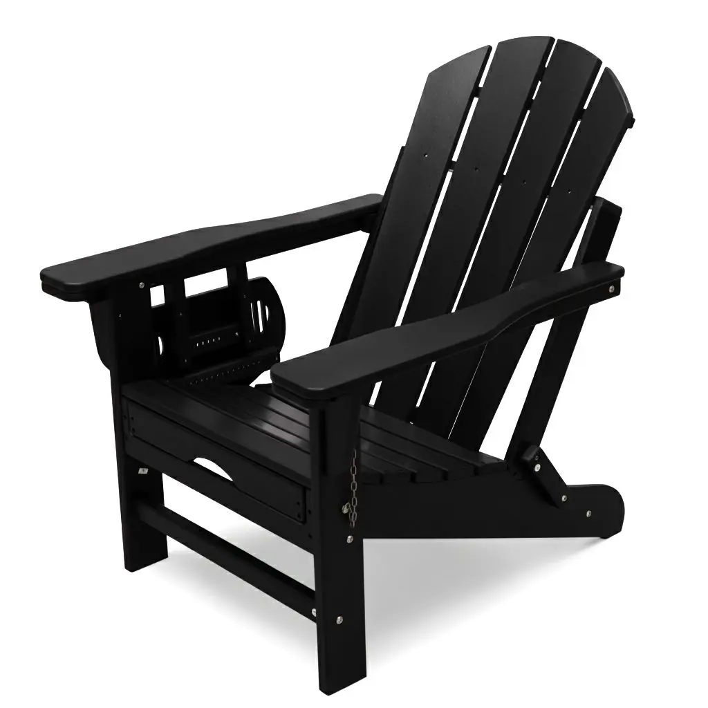 Фото Премиум-кресло Adirondack из HDPE-пластика с откидной спинкой, подставкой для ног и скрытыми держателями для стаканов для террас, курортов и кемпингов №3