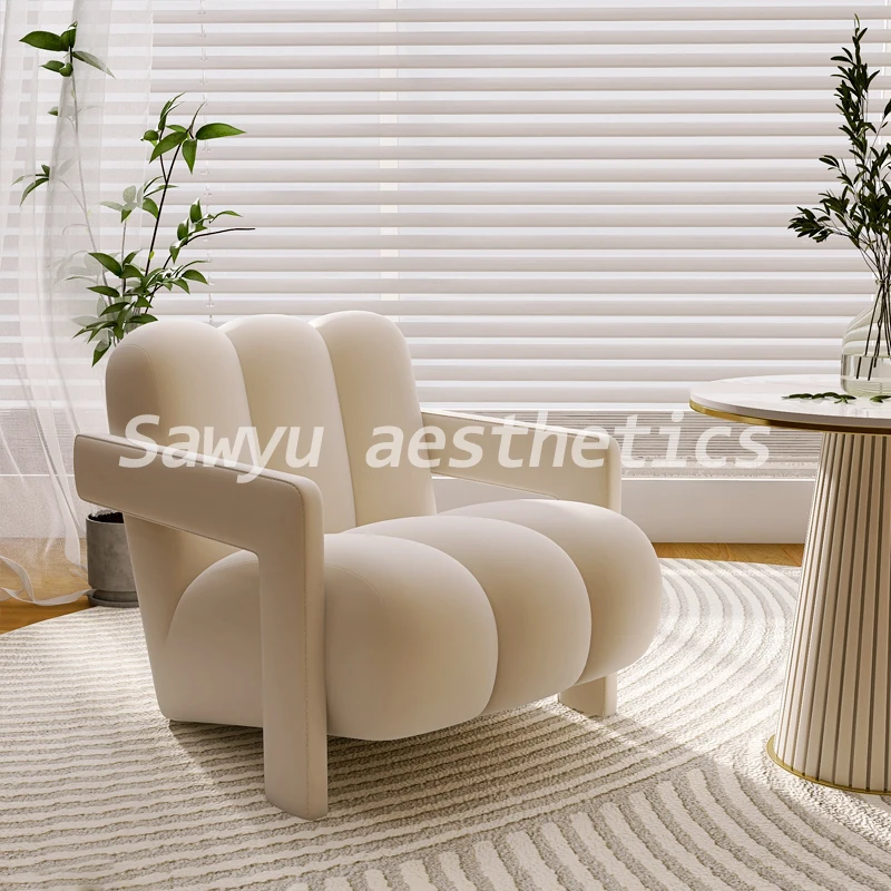 

White Modern Living Room Chairs Nordic Recliner Mid Century Reading Sofa Chair Individual Relax Elegant Sillon Room Furniture