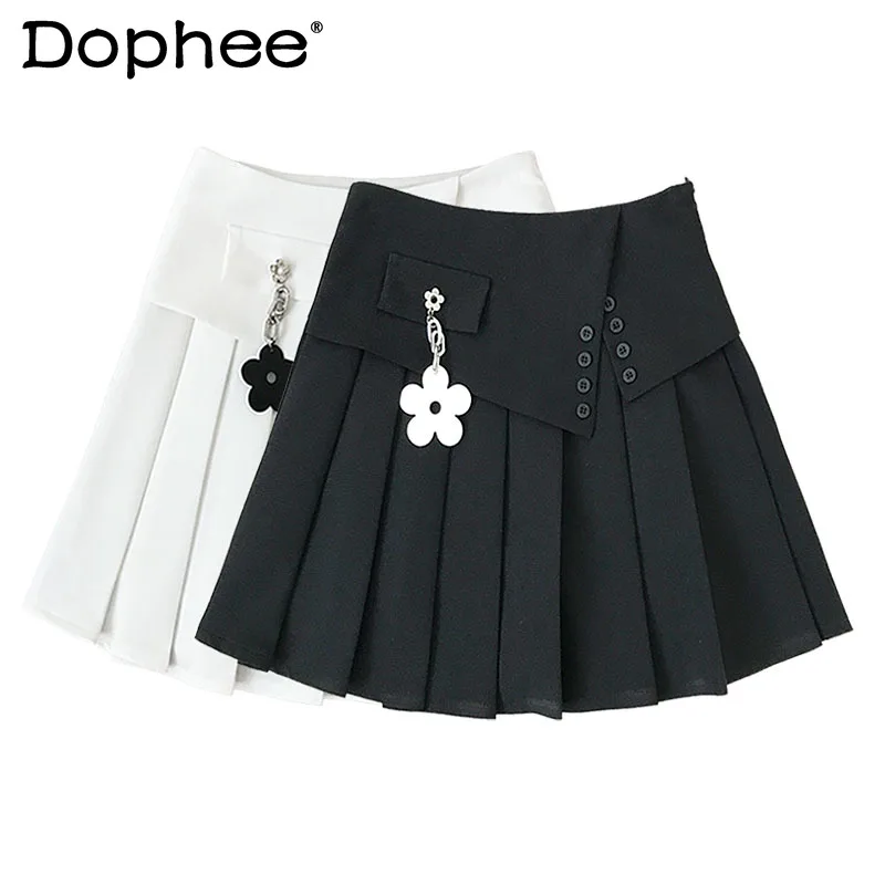 

Sweet Tridimensional Flower Pleated Skirt for Women 2022 Spring New High Waist Slimming A- Line Mini Skirt Student Hippie Skirts