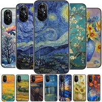 van gogh oil painting clear phone case for huawei honor 20 10 9 8a 7 5t x pro lite 5g black etui coque hoesjes comic fash desi