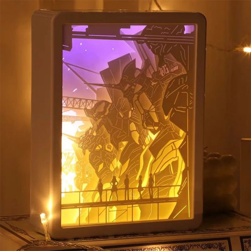 

kawaii Evangelion Ayanami Rei Asuka Langley Soryu Anime light painting night light Paper carving lamp Exquisite festival Gift