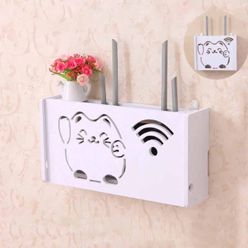 Wireless Wifi Router Storage Box Wall-mounted Cable Storage Holder Wall Hangings TV Set-top Box Rack Cable Organizer