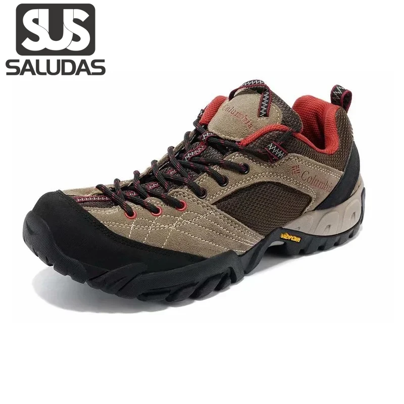 

SALUDAS Men Hiking Shoes Suede Leather Trail Trekking Sneakers Anti-skid and Wear Resistance Outdoor Men's Hunting Tactical Shoe