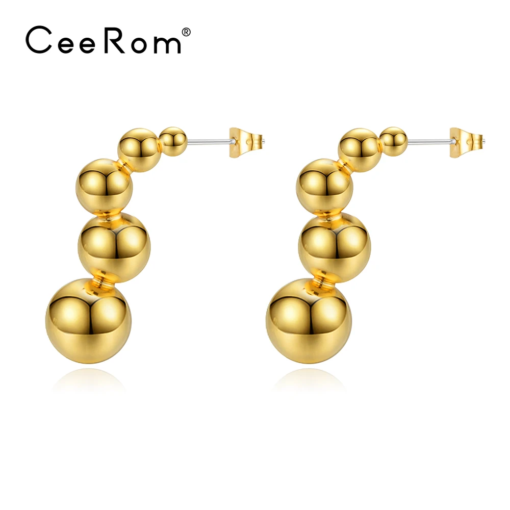 

CeeRom серьги-капли с бусинами для женщин золотого цвета из нержавеющей стали длинные висячие серьги Модные ювелирные изделия Oorbellen