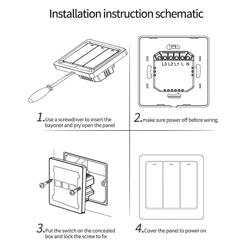 Умный выключатель Wi-Fi Tuya кнопочный переключатель на 1/2/3 клавиши настенные