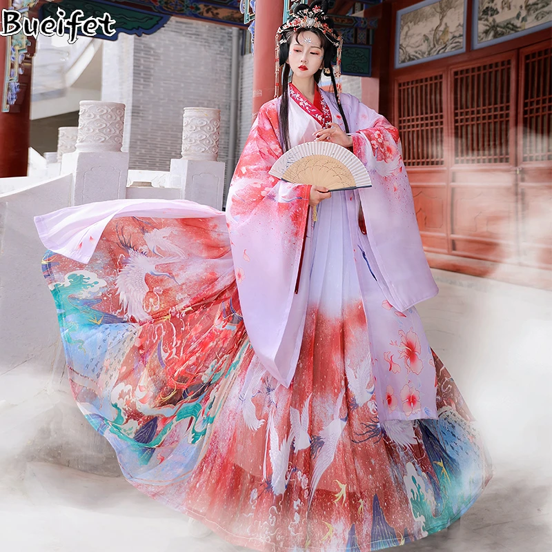 Женский китайский халат Hanfu для народных танцев платье ханьфу костюм Тан