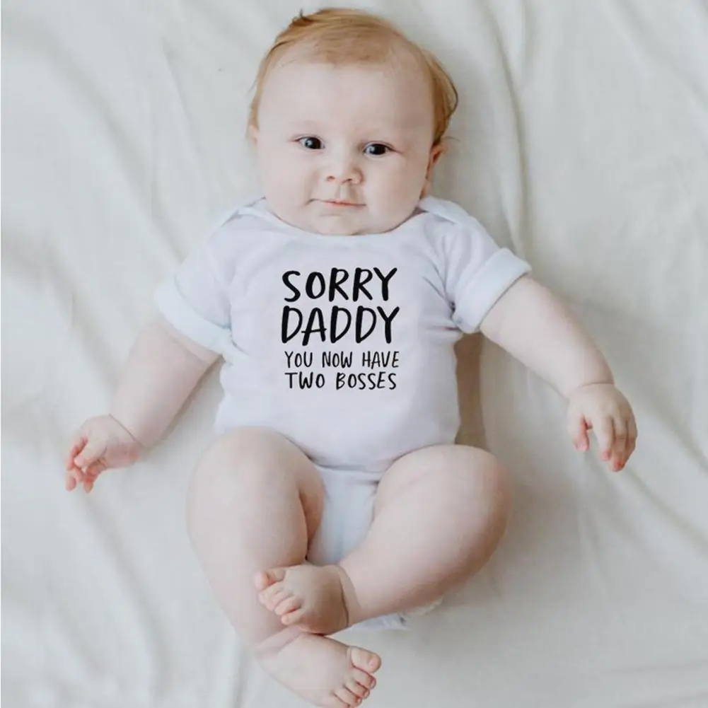 

Sorry Daddy You Know Have Two Bosses Baby Cotton Romper Boy Sleeve Cute Girl Infant Jumpsuit Baby Clothes Long Q6s8