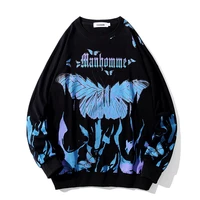 spring autumn mens hip hop sweatshirt hoodie colorful butterfly streetwear harajuku pullover hoodie cotton plus size black