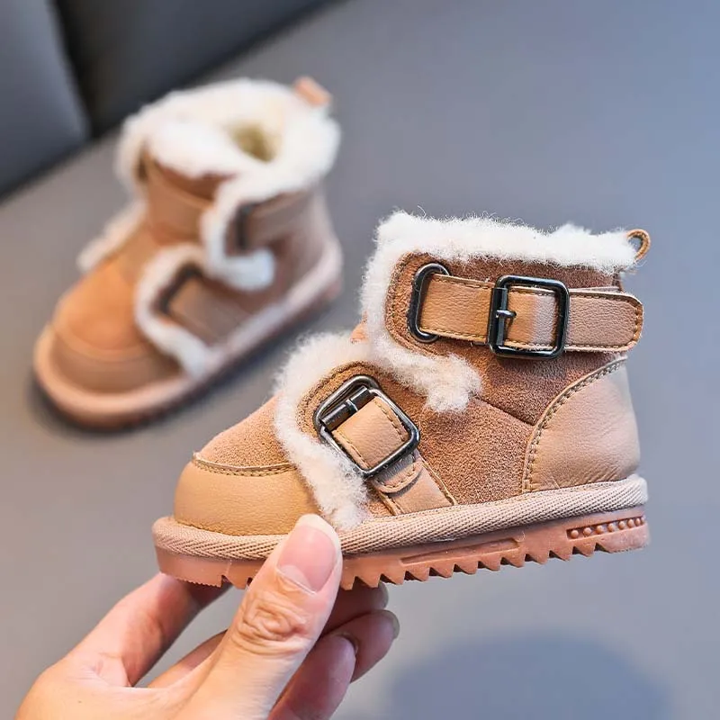 Winter Kids Genuine Leather Snow Boots Infant Baby Girl Shoes Warm Toddler Sneakers Fashion Boys Children Boots