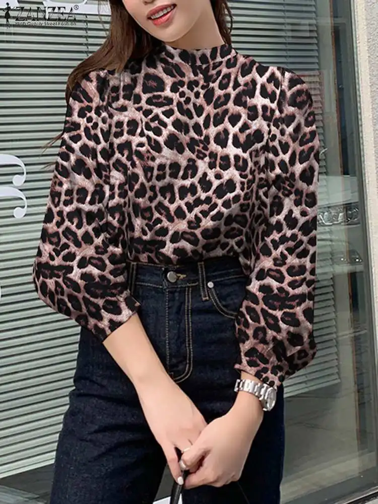 

Блузка женская оверсайз с леопардовым принтом, весна 2023