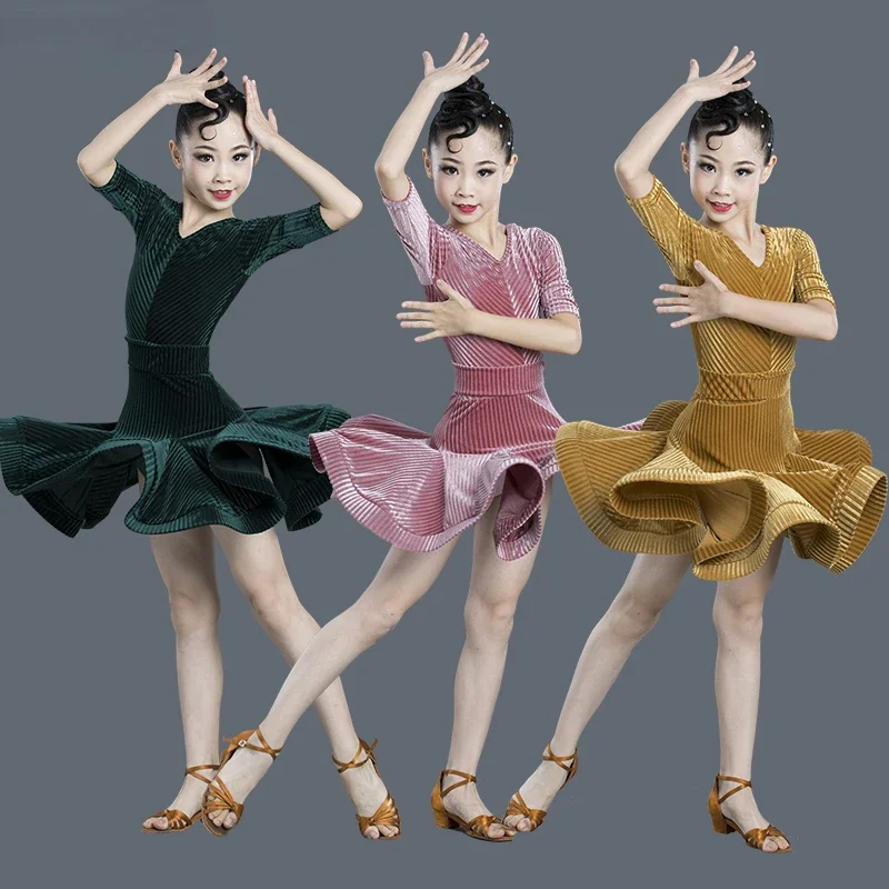 Детское платье для латинских танцев осенне-зимняя профессиональная одежда