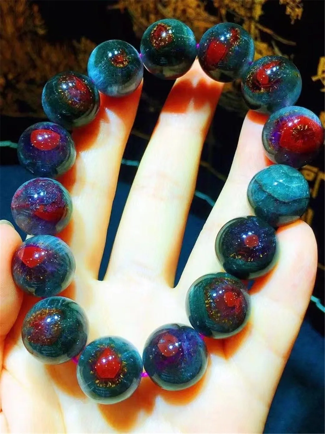 

14mm Natural Auralite 23 Gold Rutilated Quartz Bracelet For Women Man Healing Crystal Energy Beads Stone Strands Jewelry AAAAA