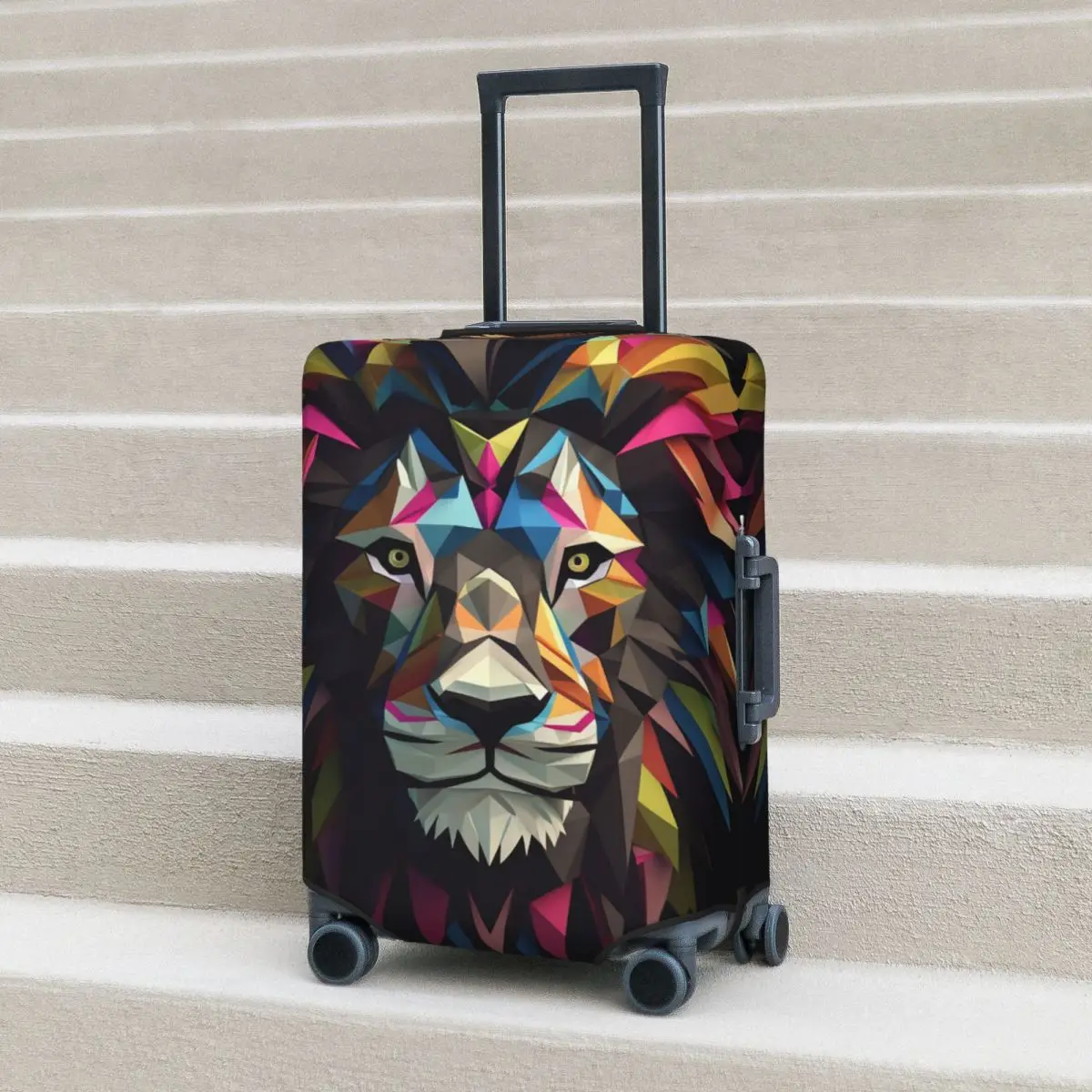 

Lion Suitcase Cover Paper Art Geometric Business Protection Flight Practical Luggage Accesories