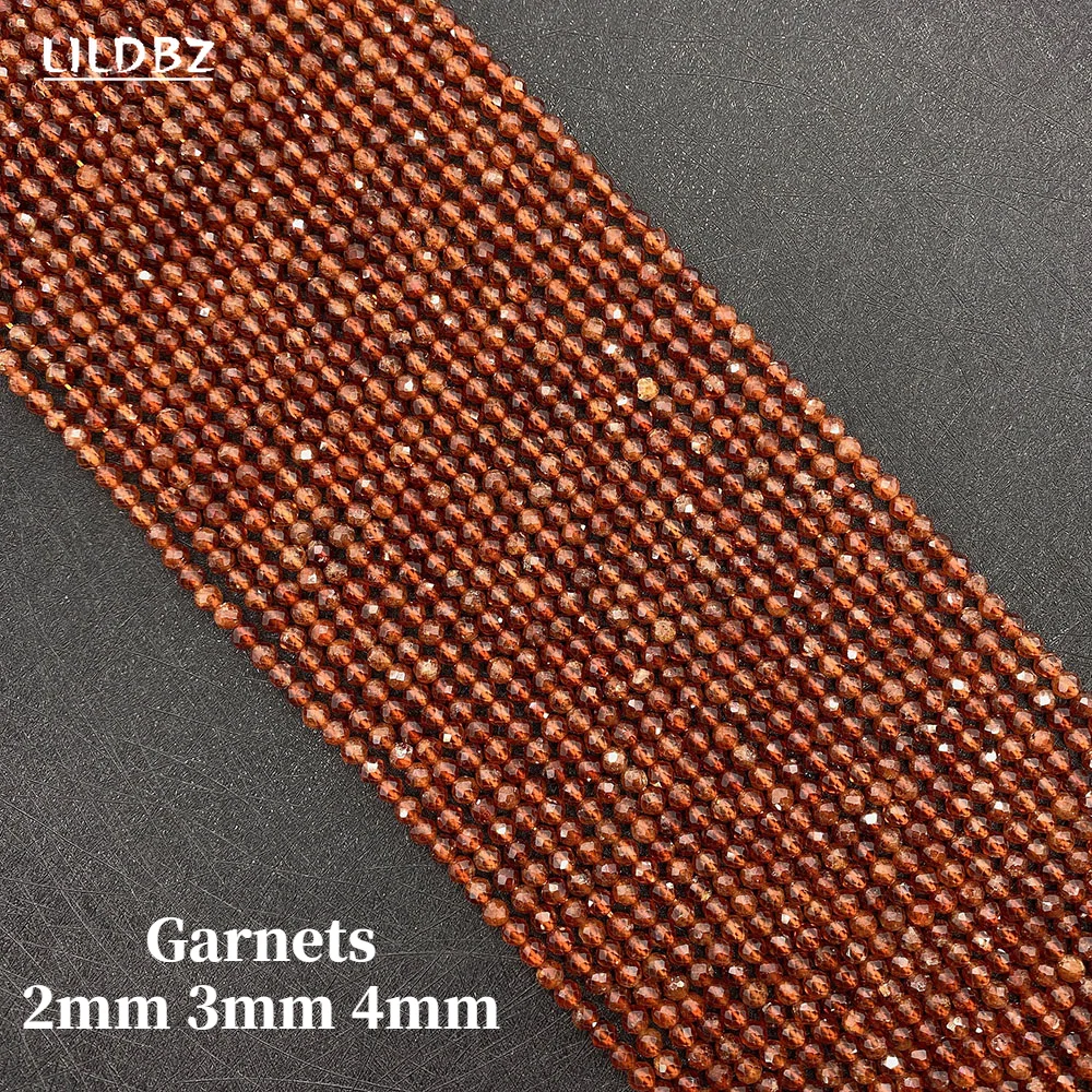 

2mm 3mm4mm Natural Stone Orange Garnet Faceted Exquisite Beads for Jewelry Making DIY Necklace Bracelet Jewelry Accessories 38cm