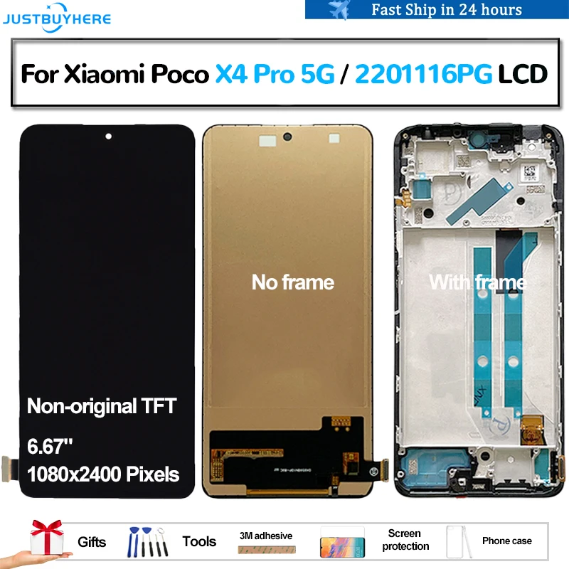 

TFT For Xiaomi Poco X4 Pro 5G 2201116PG lcd Pantalla Display Touch Panel Screen Digitizer Assembly Replacement Accessory Parts