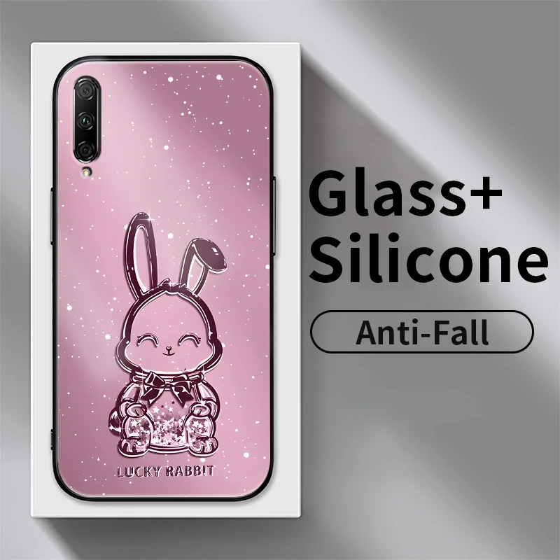 

Metallic Bunny Glass for Honor 9X Pro Note 10 Play Play 3 V8 V9 Play V10 V20 V30 X10 X7 X8 X9 Huawei Y9S P Smart Pro Phone Case