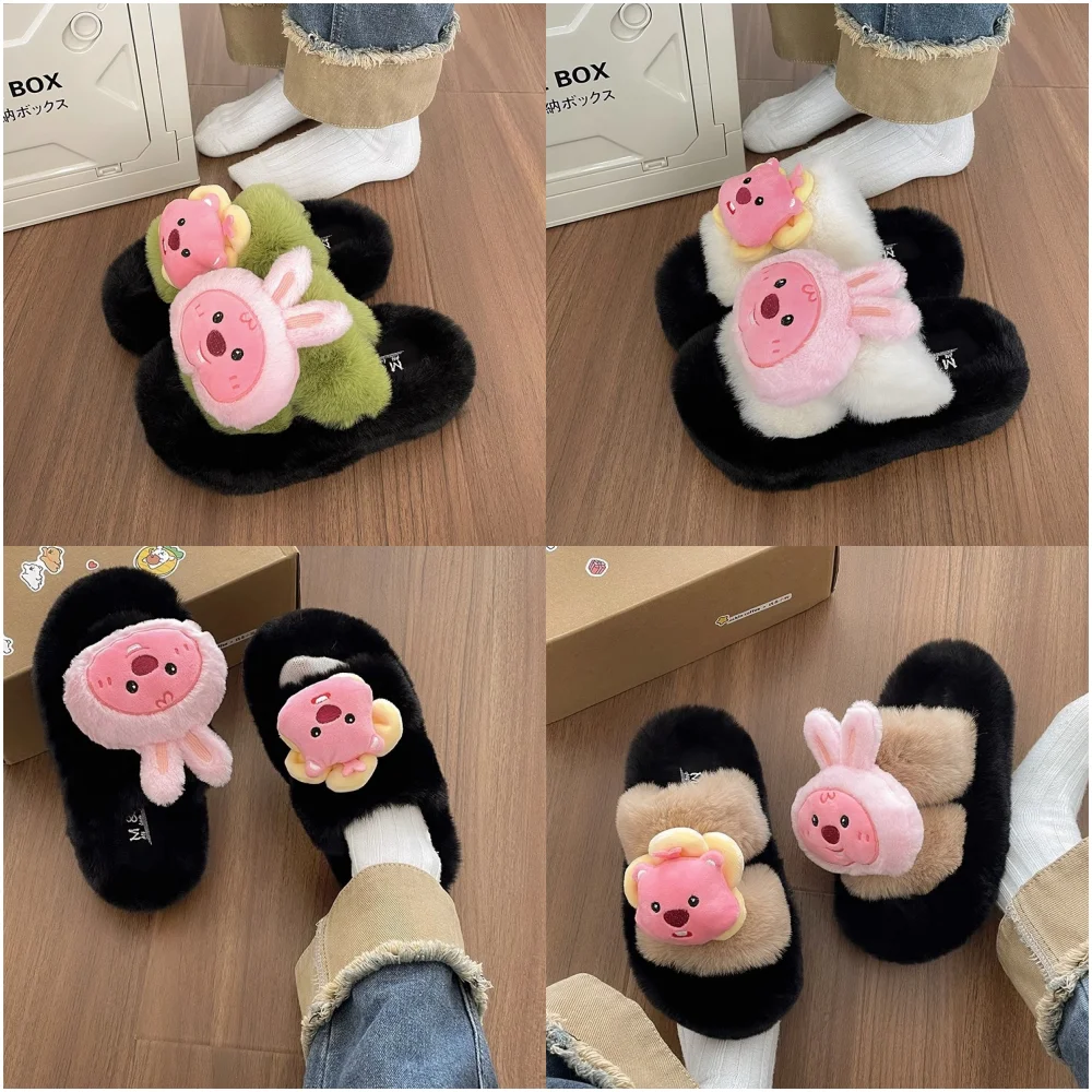 Милые хлопковые тапочки в стиле аниме с рисунком Loopy Kawaii домашняя нескользящая