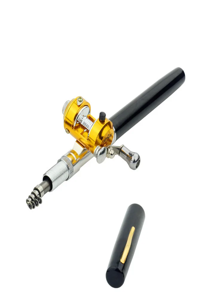 

Outdoor Portable Pocket Telescopic Mini Pole Pen Shape Folded River Lake Fishing Rod With Reel Wheel fishing rods