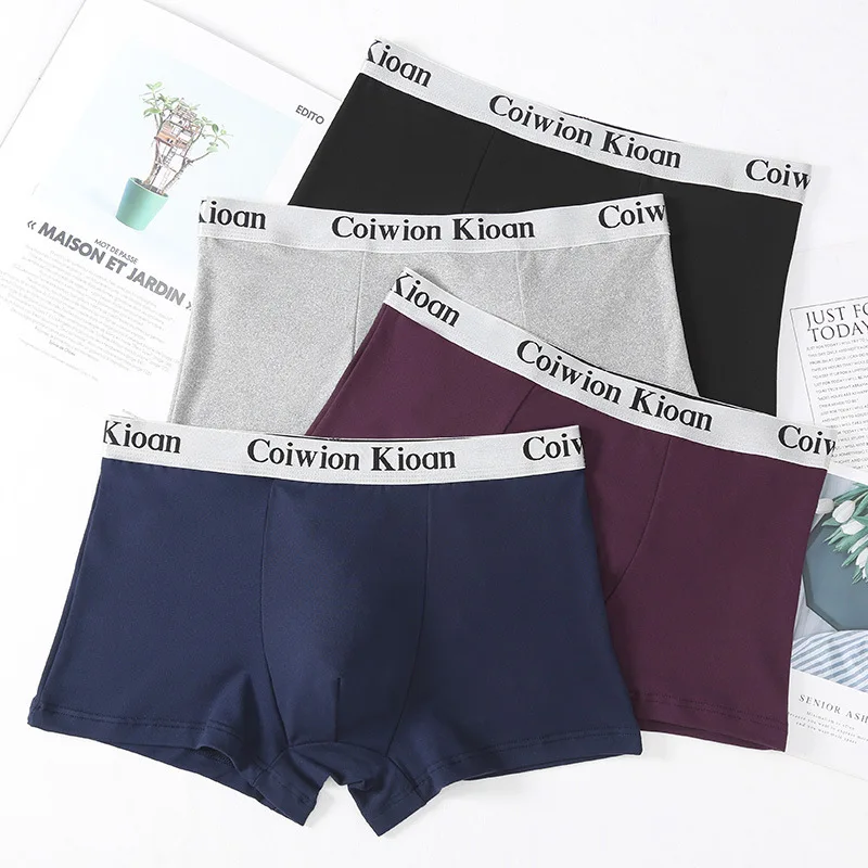 4 pcs graphene solid color men underwear boxers breathable comfortable high elastic men's underwear panties sexy boxers hombre