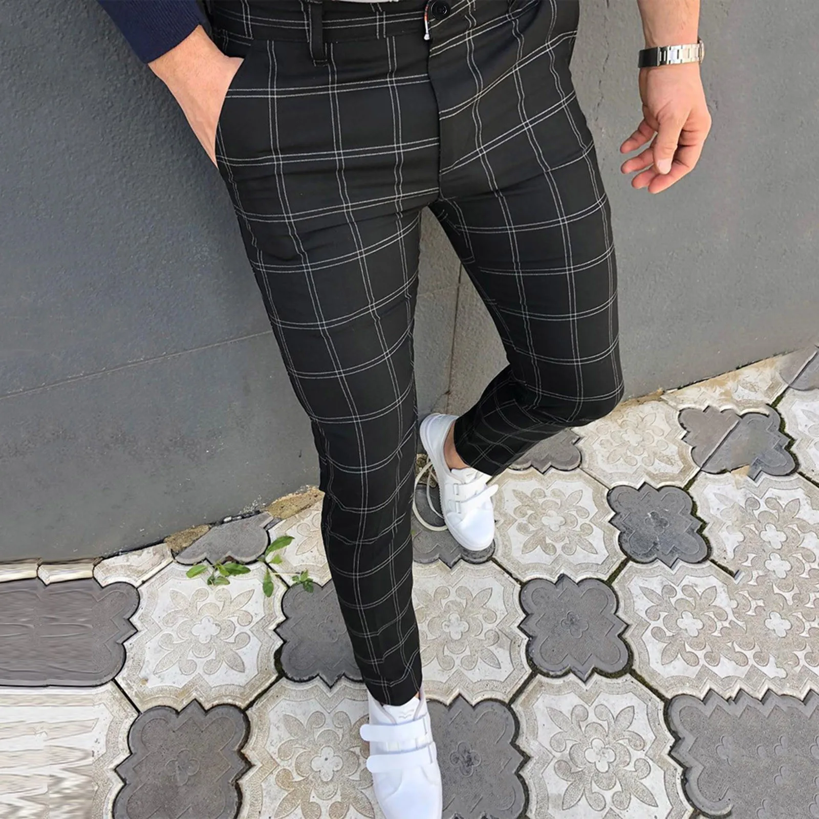 

Vintage Plaid Print Slim Pencil Pants For Men Casual Long Trousers 2022 Spring Summer Fashion Streetwear Mens Clothes Harajuku