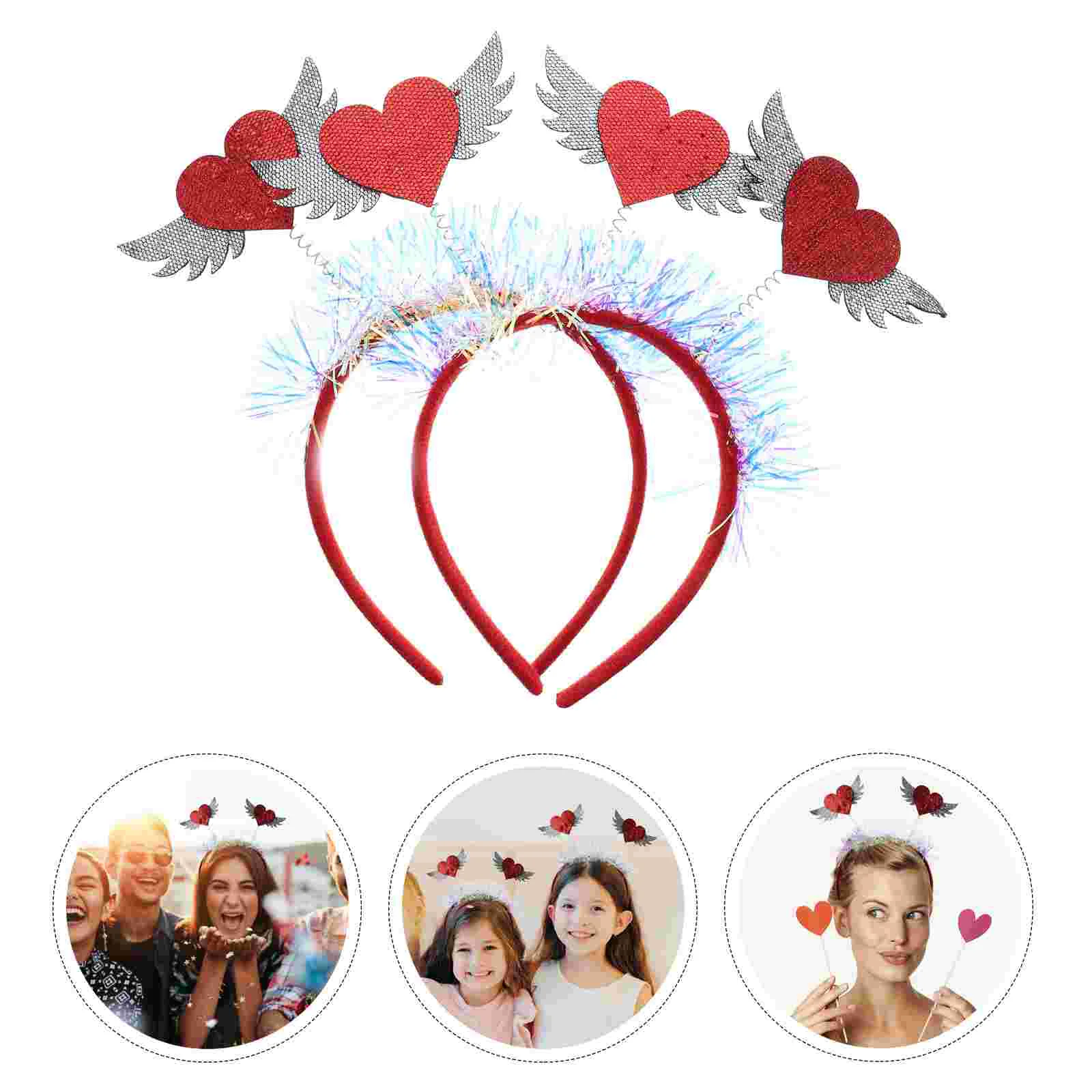 

Heart Headband Valentines Day Head Red Sequin Boppers Bopper Valentine S Shaped Glitter Headpiece Headbands Hoop Cupid Party