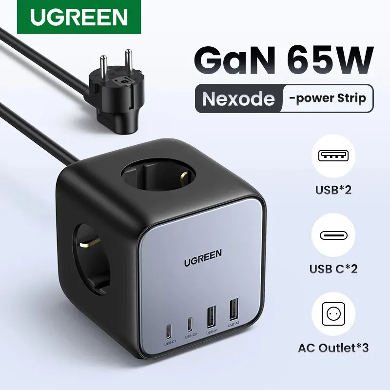 UGREEN 65W GaN зарядное устройство настольное зарядное устройство полоса питания зарядная станция Быстрая зарядка для ноутбука Macbook iPhone 14 13 зарядное устройство для телефона
