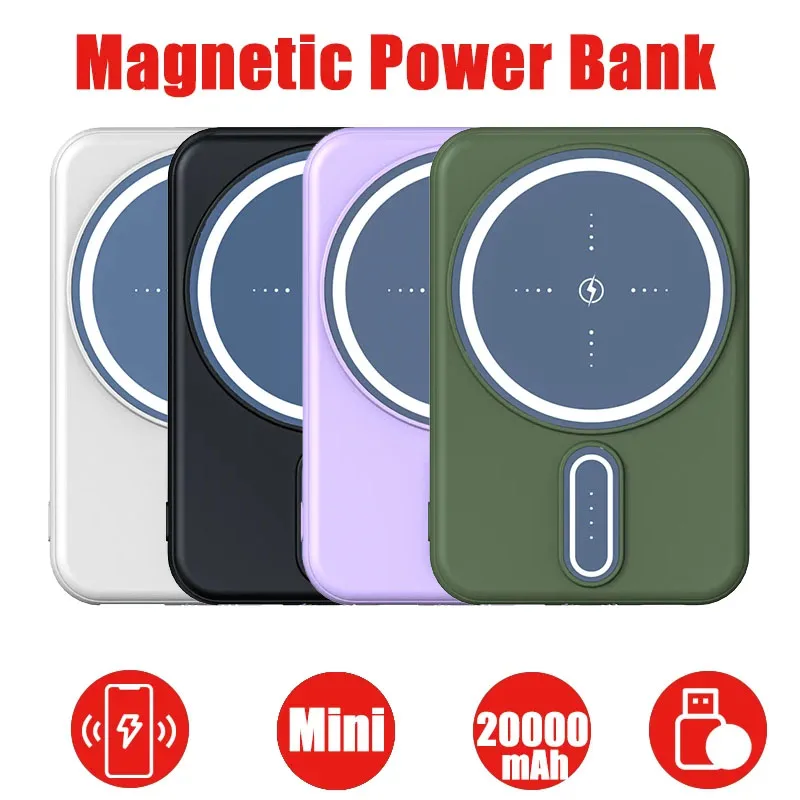 

Wireless Magnetic Power Bank Mini PowerBank Portable 20000mAh Charger Fast Charging External Battery Pack for iPhone12 13 14