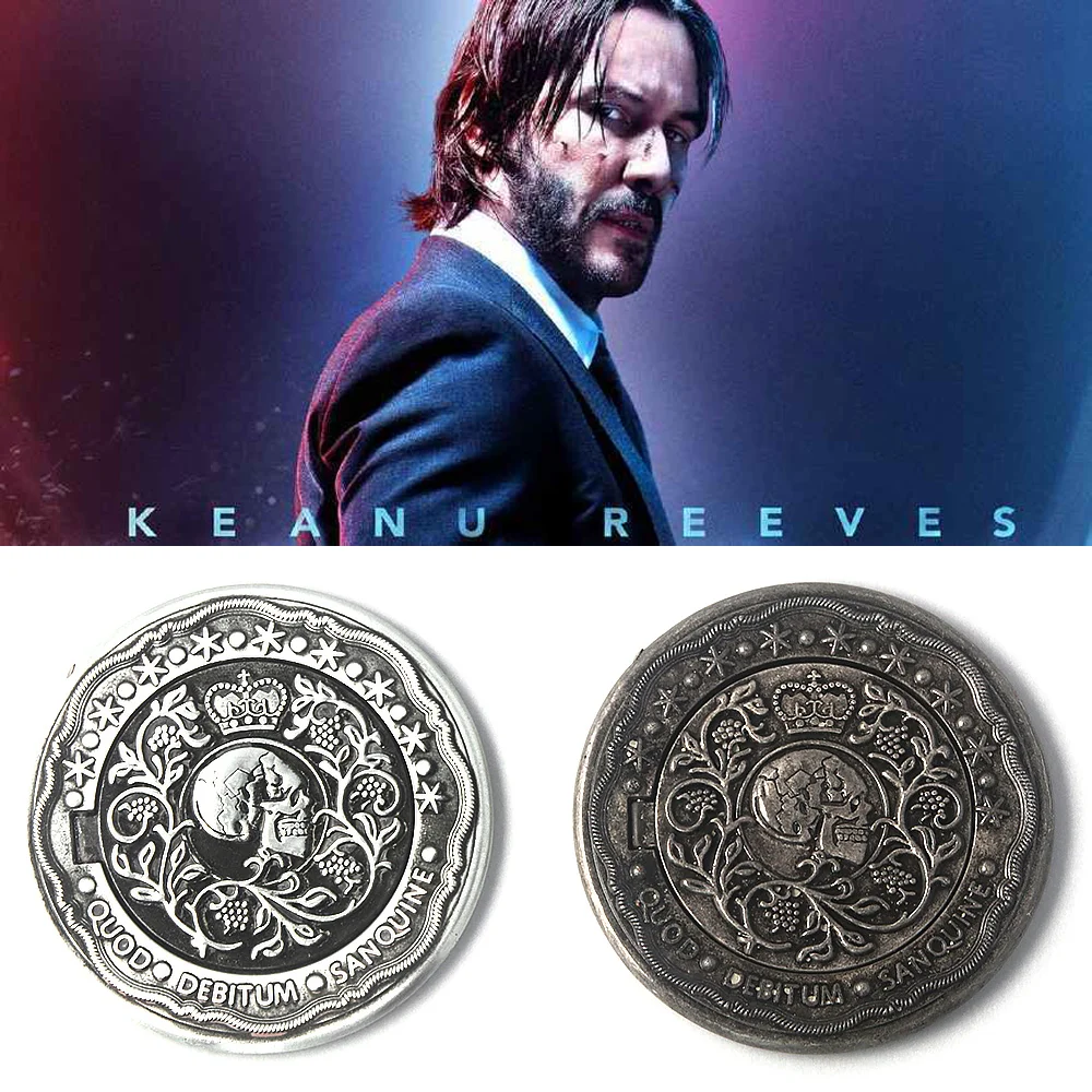 

John Wick: Chapter 4 Coin Skull Cosplay Blood Oath Marker Keanu Reeves Badge Can Open 1:1 Props Accessories Collection Gift
