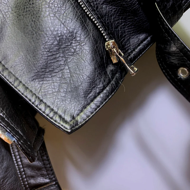 Fashion Leather Jacket Woman 2022 Autumn and Winter Motorcycle Women's Handsome Real Fox Fur Slim Pu Leather Short Coat Women