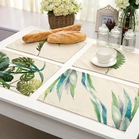 1pcs tropical plants pattern kitchen placemat dining table mats coaster cotton linen pad bowl cup mat 4232cm home decor mp0008