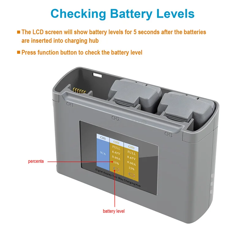 Mini 2/Mini SE Battery Charging Hub Digital Display Two Way Battery USB Charger for Mini 2/Mini SE Drone Accessories