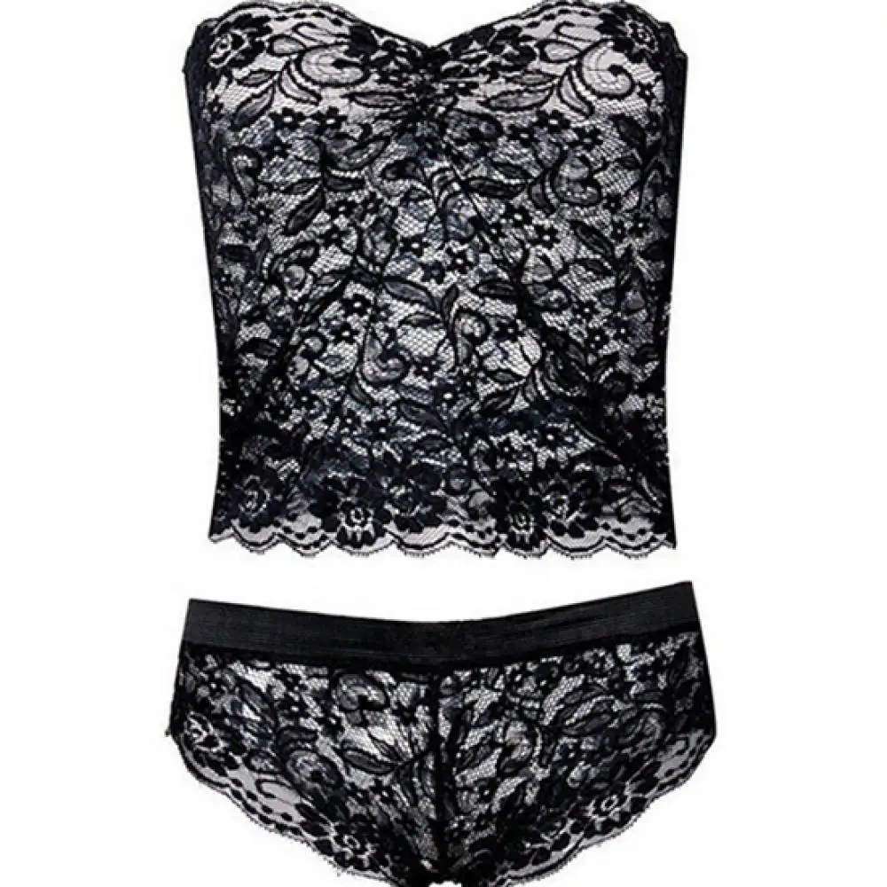 Lady's Sexy Corset Lace Push Up Vest Top Girl Bra + Pants Set Underwear Suit