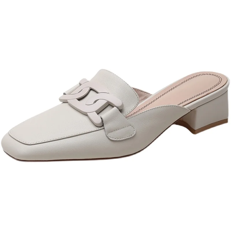 

Women's slippers outdoor Women's slippers Flat Muller slippers Women's Fashion sandals 2022 new fashion leather shoes