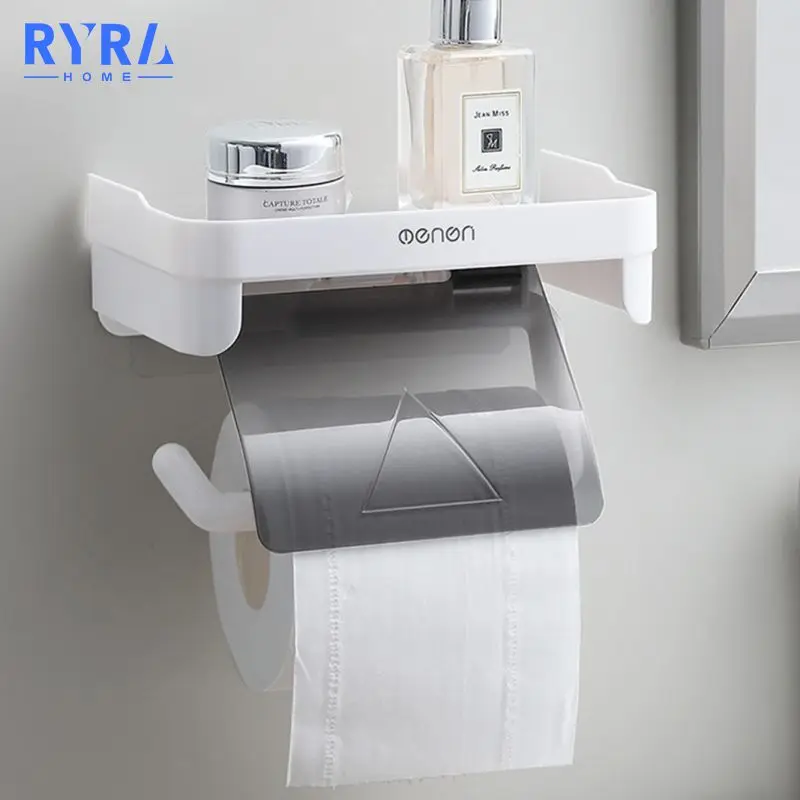 

Toilet Waterproof Paper Towel Holder Wall Mounted Toilet Roll Holder Self-Adhesive Punch-Free Roll Paper Stand Accessories