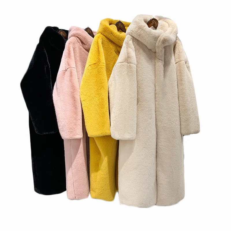 Womens Ladies Faux Fur Luxury Hooded Long Coat Winter Keep Warm Thicken