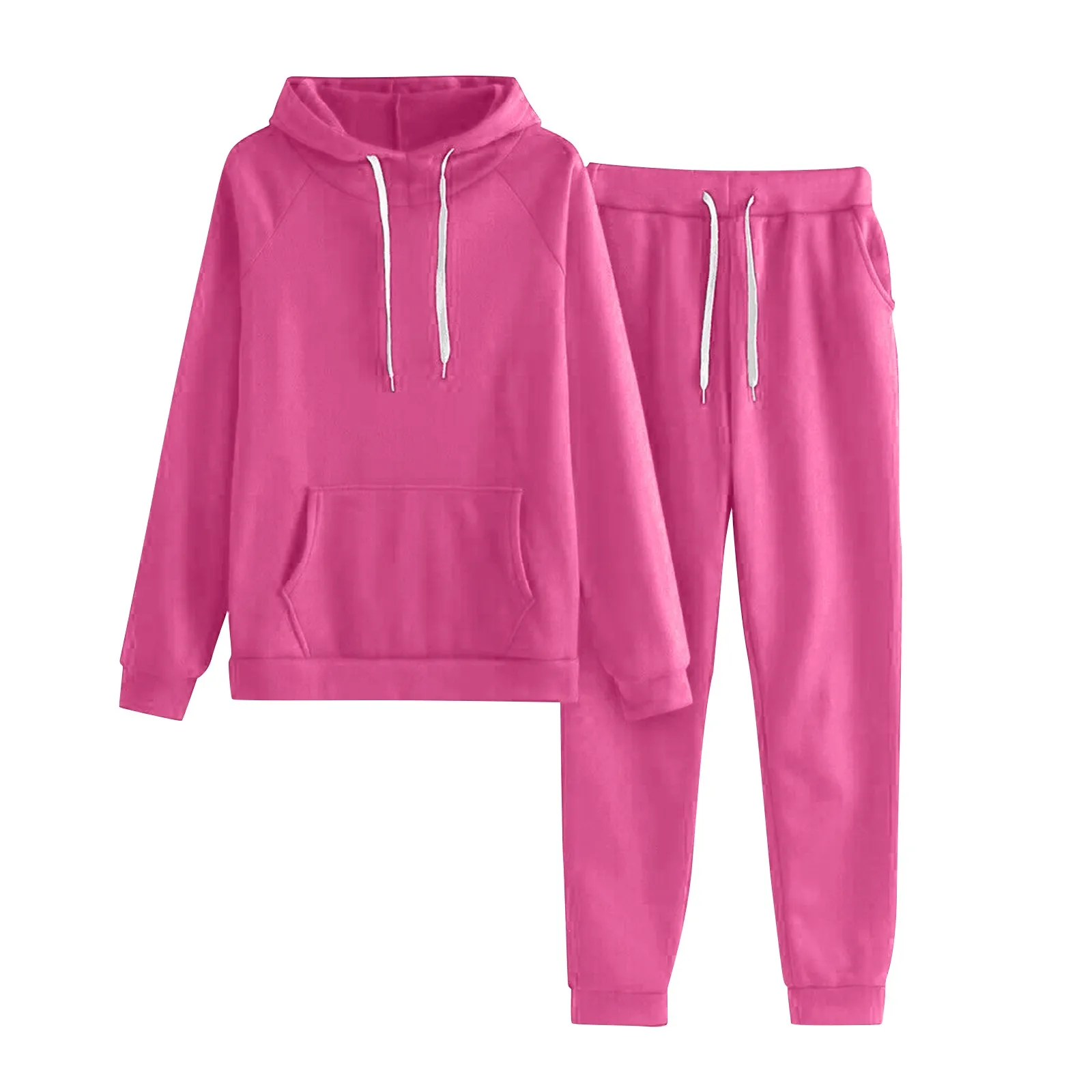 

2pcs Sport Suit Fitness Solid Color Women'S Tracksuits Hooded Pullover Sweatshirt Sweatpants Casual Pants Sets Ropa De Mujer