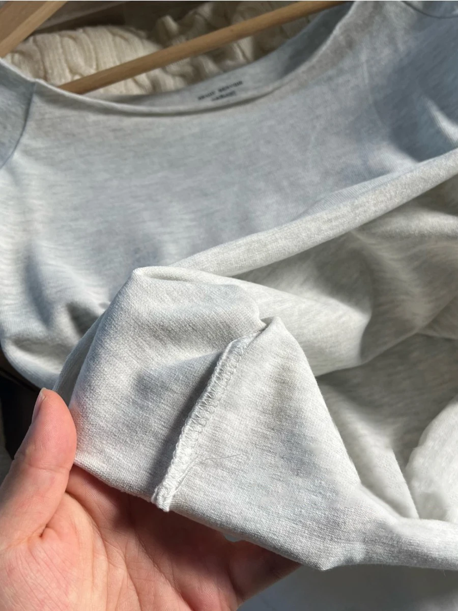 Тонкая футболка с длинным рукавом Raw Hem женская осенняя сексуальная хлопковая