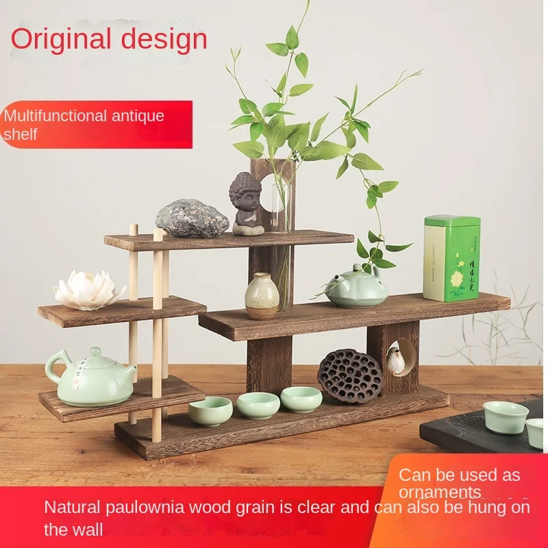 bogu rack solid wood tea set racks chinese wall mounted teacup storage display cabinet storage teapot home kitchen organizer free global shipping