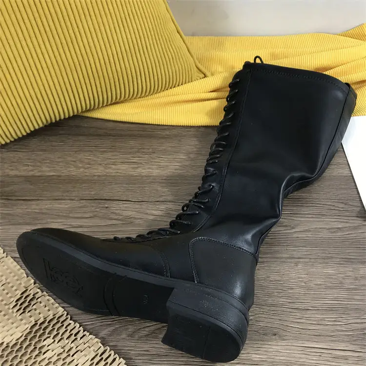 Женские сапоги с круглым носком кожаная женская обувь пикантные женские выше